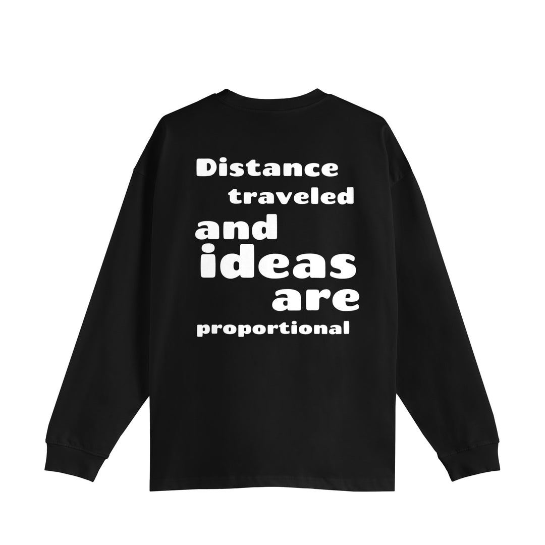 Distance traveled and ideas are proportional black image