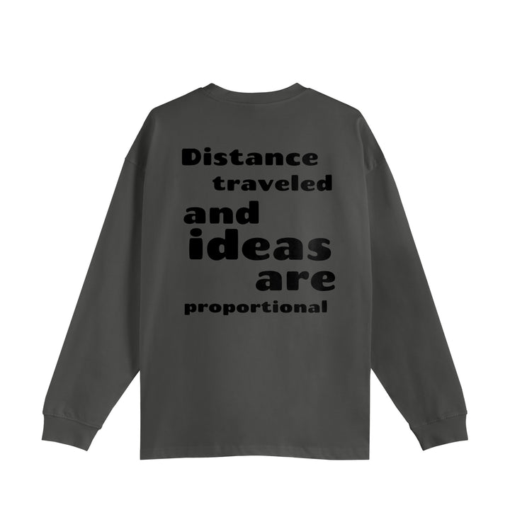 Distance traveled and ideas are proportional charcoal image