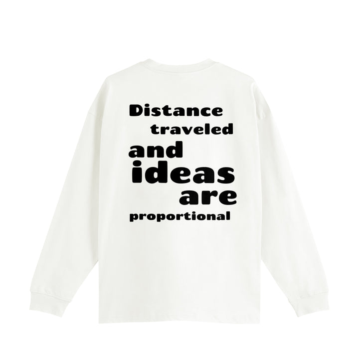 Distance traveled and ideas are proportional white image